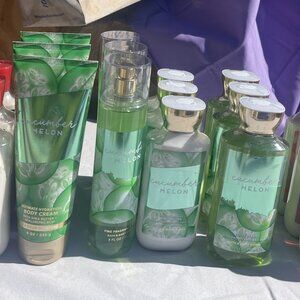 NEW Bath & Body Works Cucumber Melon Set of 4 Body Mist Wash Cream & Lotion Gift